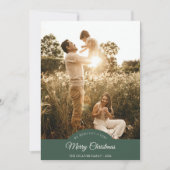 Groen Zeer Vrolijk Kerstmis Vier Foto Verticaal Feestdagenkaart (Voorkant)