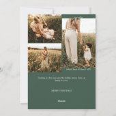 Groen Zeer Vrolijk Kerstmis Vier Foto Verticaal Feestdagenkaart (Achterkant)