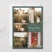 Groen Zeer Vrolijk Kerstmis Vijf Fotocollage Feestdagenkaart (Voorkant)