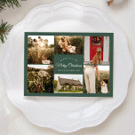 Groen Zeer Vrolijk Kerstmis Zes Fotocollage Feestdagenkaart<br><div class="desc">Dit groene zeer vrolijke Christmas Six Photo Collage Holiday Kaart-ontwerp heeft een verfijnde jagersgroene achtergrond met een mix van eenvoudige ivoorkleurige belettering en klassieke kalligrafie in combinatie met een minimalistische boho-stijl die een perfecte balans biedt tussen strakke moderne subtiliteit en elegantie. Dit charmante ontwerp is een mooie manier om uw...</div>