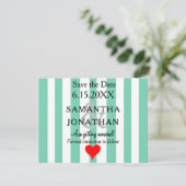 Groen zeeschuim Rood Hart Trouwdag Save The Date (Staand voorkant)
