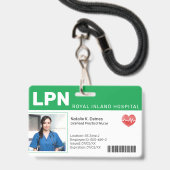 Groen | Ziekenhuis Medisch Personeel Foto ID Badge (Voorzijde met lanyard)