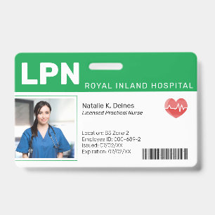 Groen   Ziekenhuis Medisch Personeel Foto ID Badge