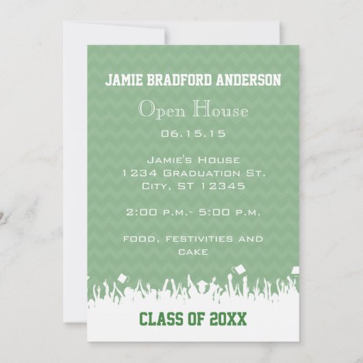 Groen Zig Zag Senior 3 Foto's Klasse van Aankondiging (Achterkant)