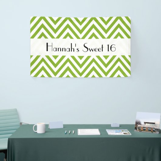 Groen zigzag, Chevron, Zigzag Pattern, Sweet 16 Spandoek (Beurs)