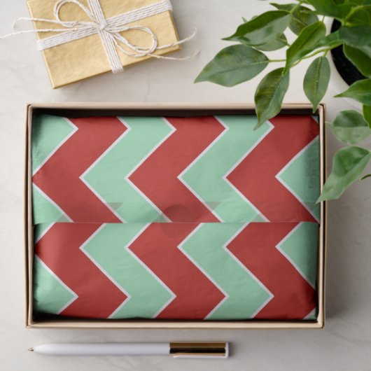 Groen zigzag-papier voor rood en mint tissuepapier (Geschenk)