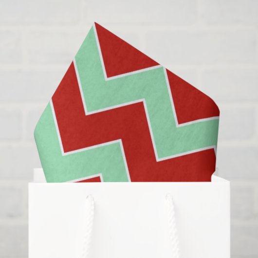 Groen zigzag-papier voor rood en mint tissuepapier (Cadeauzakje)