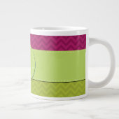 Groen zigzag, Roze zigzag, Chevron, Monogram Grote Koffiekop (Rechts)