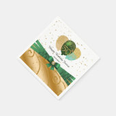 Groen Zijde Lint, Goud 50ste Verjaardag & Ballonne Servet (Hoek)