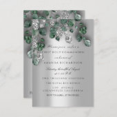 Groen Zilver Eerste Heilige Communie Christelijk K Kaart (Voorkant / Achterkant)