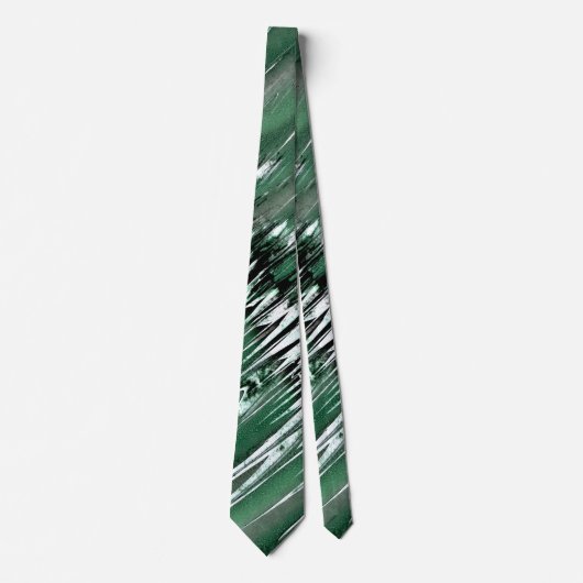 Groen Zilver en Zwarte Sharp Stropdas (Voorkant)