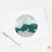 Groen zilver gescheurd ronde sticker (Envelop)
