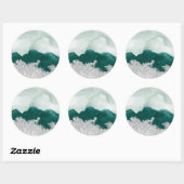 Groen zilver gescheurd ronde sticker (Vel)