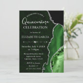 Groen & Zilver Glitter Agaat Quinceanera Kaart (Staand voorkant)