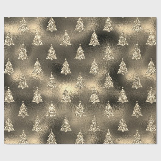 Groen Zilver Glitter Kerstboom Glam Cadeaupapier (Vlak)