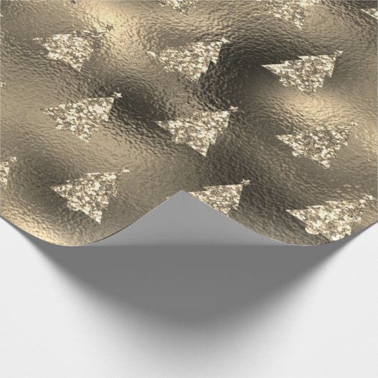 Groen Zilver Glitter Kerstboom Glam Cadeaupapier (Hoek)