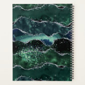 Groen Zilver Glitter Marmer Geode Agate Monogram Planner (Achterkant)
