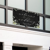 Groen Zilver Kalligrafie Zwart Welkom Trouwen Spandoek (Buitenkant Gebouw)