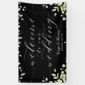 Groen Zilver Kalligrafie Zwart Welkom Trouwen Spandoek (Verticaal)