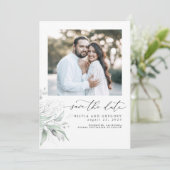Groen Zilver laat Boho de datum foto opslaan Save The Date (Staand voorkant)