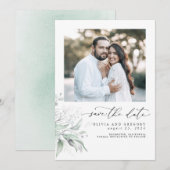 Groen Zilver laat Boho de datum foto opslaan Save The Date (Voorkant / Achterkant)