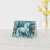 Groen Zilver Paard in Betoverd Bos Kaart (Gele Bloem)