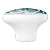 Groen Zilver Paard in Betoverd Bos Keramische Knop (Zijkant)