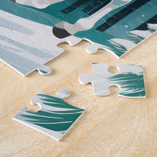 Groen Zilver Paard in Betoverd Bos Legpuzzel (Zijkant)