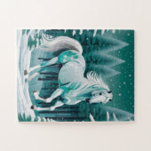 Groen Zilver Paard in Betoverd Bos Legpuzzel (Horizontaal)