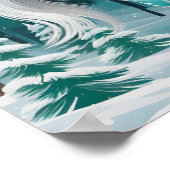 Groen Zilver Paard in Betoverd Bos Poster (Hoek)