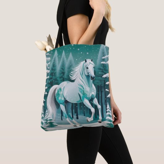 Groen Zilver Paard in Betoverd Bos Tote Bag (Dichtbij)