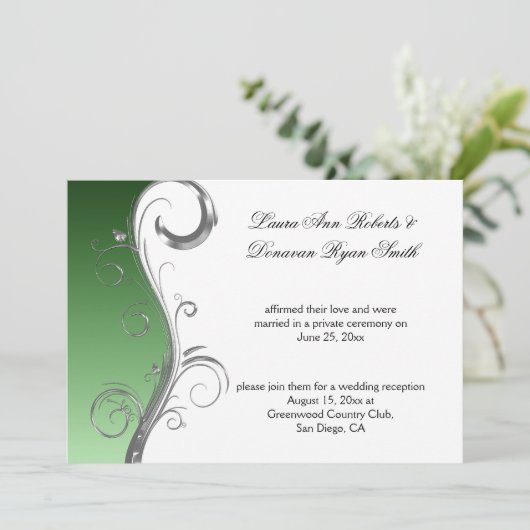  Groen Zilver Wit  Post Wedding Kaart (Staand voorkant)