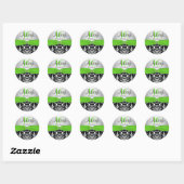 Groen, Zilver, Zwart Damast Sweet 16 Sticker (Vel)