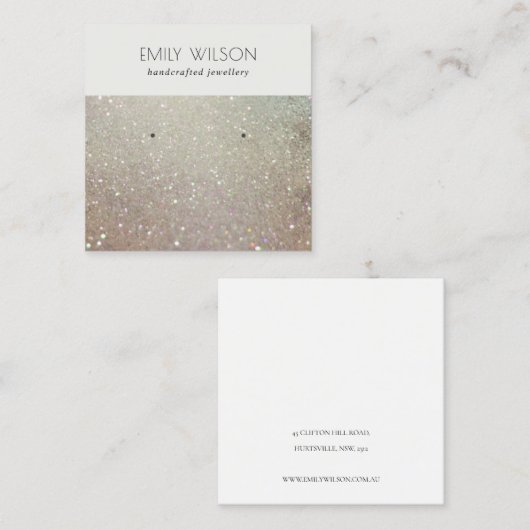 Groen Zilveren Glitter Shiny Winy Waring Display Vierkante Visitekaartje (Voorkant / Achterkant)