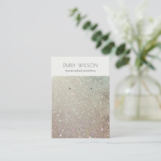 Groen Zilveren Glitter Shiny Winy Waring Display Visitekaartje (Staand voorkant)
