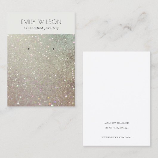 Groen Zilveren Glitter Shiny Winy Waring Display Visitekaartje (Voorkant / Achterkant)