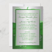 Groen, Zilveren Scroll, Hearts Wedding Uitnodiging (Achterkant)