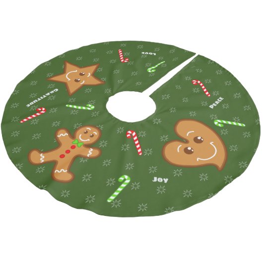 Groen zoet XmaS Gingerbrood Pals-Candy Cane Text Kerstboom Rok (Gekanteld)