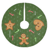 Groen zoet XmaS Gingerbrood Pals-Candy Cane Text Kerstboom Rok (Voorkant)