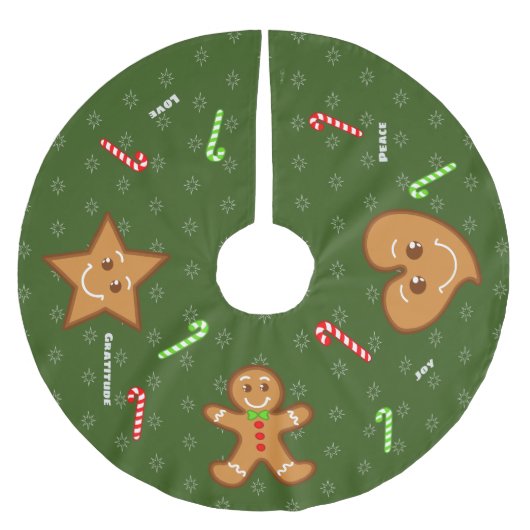Groen zoet XmaS Gingerbrood Pals-Candy Cane Text Kerstboom Rok (Voorkant)