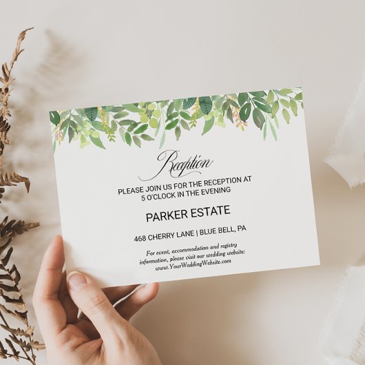 Groen Zomer Bestemming Bruiloft Receptie Kaart