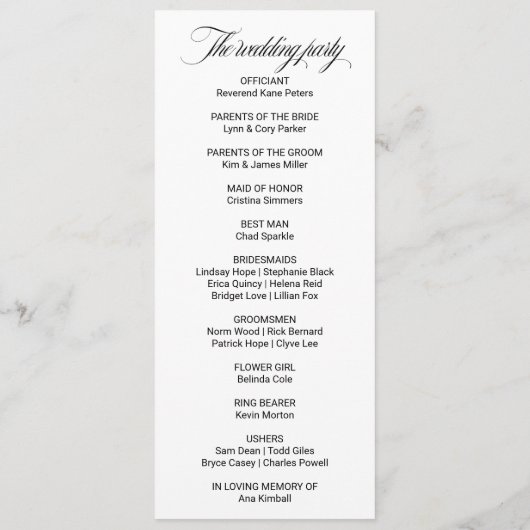 Groen Zomer Bestemming Huwelijk Programma Programmakaart (Achterkant)