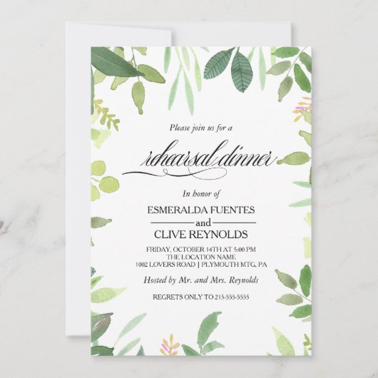 Groen Zomer Bestemming Repetitie Diner Kaart (Voorkant)