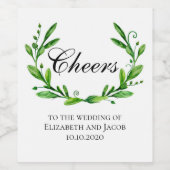 Groen zomerwijnglas. Groen juicht bruiloft Wijn Etiket (Enkel label)