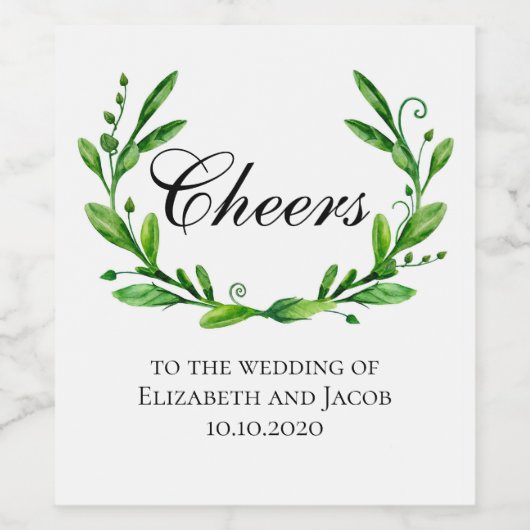 Groen zomerwijnglas. Groen juicht bruiloft Wijn Etiket (Enkel label)