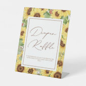 Groen Zonnebloem Baby shower Luier Raffle Reclamebord Met Voetstuk (Voorkant)