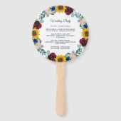 Groen Zonnebloem Bloemen Bruiloft Programma Handwaaier (Achterkant)