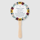 Groen Zonnebloem Bloemen Bruiloft Programma Handwaaier (Voorkant)