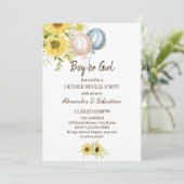 Groen Zonnebloem Geslacht Onthulling Uitnodiging (Staand voorkant)