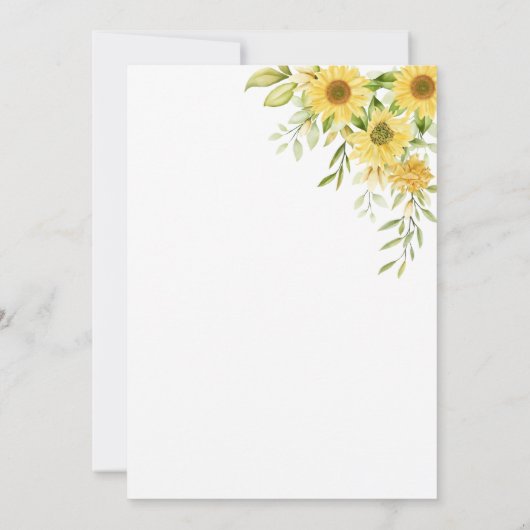 Groen Zonnebloem Geslacht Onthulling Uitnodiging (Achterkant)